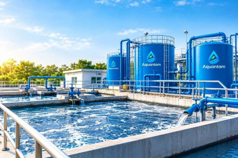 Sewage treatment plant system manufactured by Aquantam